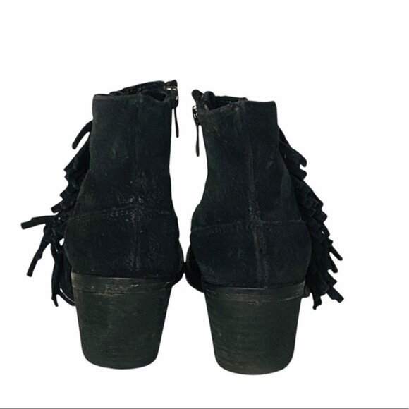 All Saints Bonny West Black Suede Fringed Booties Boots Size 5 / 36 - Picture 5 of 10